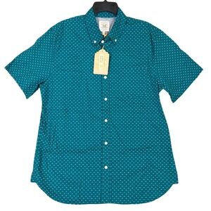 True Craft Button Down Shirt Mens L Teal Spark Print Flex School Business Casual